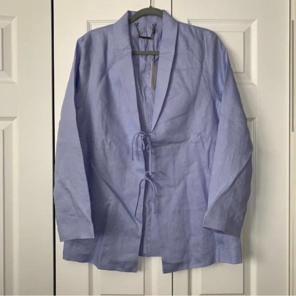 NWT Anthropologie Millie Capulet Linen Tie Blazer - Picture 2 of 6